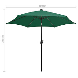 vidaXL Parasol de jardin avec lumières LED et mât en aluminium vert pas cher