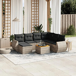 vidaXL Salon de jardin 8 pcs avec coussins gris résine tressée