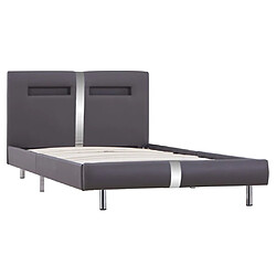 Avis Maison Chic Lit adulte - Cadre de lit avec LED,Structure du lit Contemporain Gris Similicuir 90 x 200 cm -MN93324