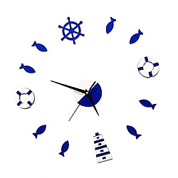 horloge de style méditerranéen horloge de gouvernail tour petit poisson diy horloge muette bleu pas cher