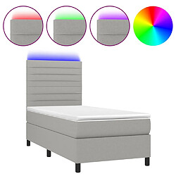 vidaXL Sommier à lattes de lit avec matelas et LED Gris clair 90x190cm