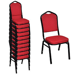 vidaXL Chaises à manger lot de 10 rouge tissu