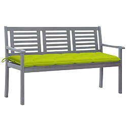 Maison Chic Banc de jardin | Chaise de jardin 3 places avec coussin 150 cm Gris Eucalyptus -GKD83087