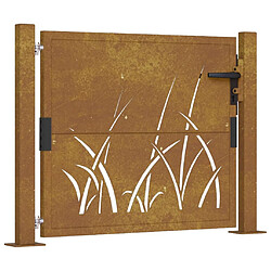 vidaXL Portail de jardin 105x80 cm acier corten conception d'herbe