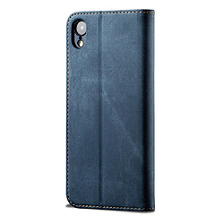 Avis Wewoo Housse Coque Pour iPhone XR Denim Texture Etui en cuir à rabat horizontal de style décontracté avec supportlogements cartes et porte-monnaie bleu