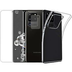 Protection intégrale Verre Trempé incurvé Samsung S20 Ultra+Verre Trempé Caméra Arrière+Coque souple silicone transparente-Visiodirect-