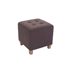 Decoshop26 Tabouret bas repose-pieds pouf capitonné en tissu marron pieds en bois 45x46 cm 10_0000062