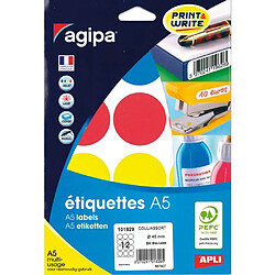 Pastille adhésive Ø 45 mm Agipa 101829 couleurs assorties - Pochette de 84 