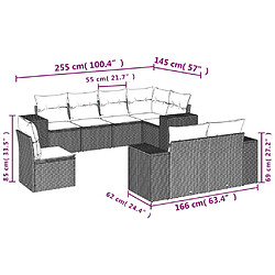 Avis Maison Chic Ensemble Tables et chaises d'extérieur 8 pcs avec coussins,Salon de jardin noir résine tressée -GKD976570