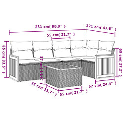 Acheter vidaXL Salon de jardin avec coussins 6 pcs beige résine tressée