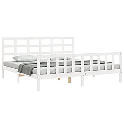 Avis Maison Chic Lit adulte - Cadre Structure de lit avec tête de lit Contemporain blanc 200x200 cm bois massif -MN77548