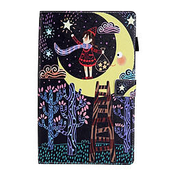 Etui en PU Titulaire de la carte d'impression de motifs antichoc Fille debout sur la lune pour votre Samsung Galaxy Tab A7 Lite 8.7 (2021) T220/T225