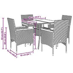 vidaXL Ensemble à manger de jardin et coussins 5 pcs noir rotin acacia pas cher