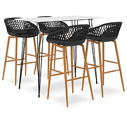 vidaXL Ensemble de bar 5 pcs Blanc et noir