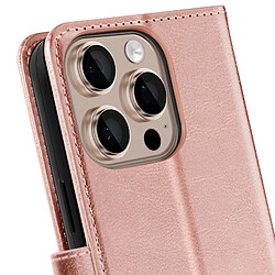 Acheter Mayaxess Étui pour iPhone 16 Pro Portefeuille avec Dragonne Rose Champagne