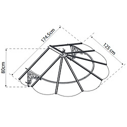 Marquise transparente 125x174,5cm noir - 704742 - PALRAM