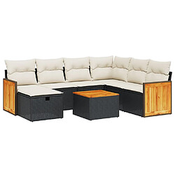 vidaXL Salon de jardin 8 pcs avec coussins noir résine tressée