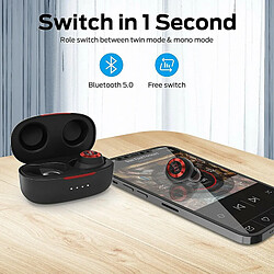 Chrono Écouteurs sans fil Monster Achieve 100 AirLinks, écouteurs stéréo intra-auriculaires Bluetooth 5.0, micros intégrés pour des appels clairs, charge rapide USB-C, autonomie de 24 heures, mode simple/jumeau pour iPhone/Android(noir)