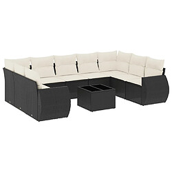 Maison Chic Salon de jardin 10 pcs avec coussins, Ensemble Tables et chaises d'extérieur noir résine tressée -GKD294224