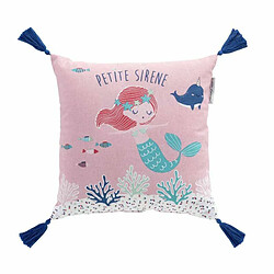 Paris Prix Coussin à Pompons Petite Sirena 40x40cm Rose