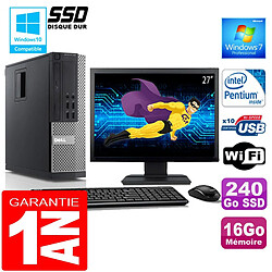 PC DELL 990 SFF Intel G840 Ram 16Go Disque 240 Go SSD Wifi W7 Ecran 27" - Occasion