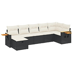 Maison Chic Ensemble Tables et chaises d'extérieur 7pcs avec coussins,Salon de jardin noir résine tressée -GKD245362