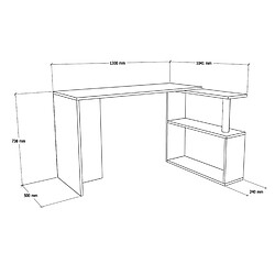 Toilinux Bureau en forme de L avec étagères de rangement L.130 cm - Beige pas cher