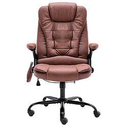 Helloshop26 Chaise fauteuil siège de bureau informatique étude de massage clair similicuir daim brun 02_0024012