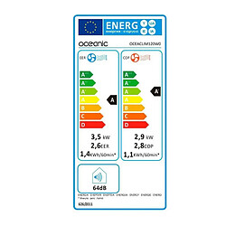 Climatiseur OCEANIC reversible mobile - monobloc - 3530 W - 12000 BTU - Chaud/Froid - Programmable - Classe energetique A pas cher