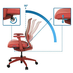 Chaise de bureau / chaise pivotante COLORE dossier résille / assise tissu rouge hjh OFFICE