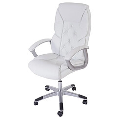 Decoshop26 Fauteuil chaise de bureau sur roulettes XXL pivotante en synthétique blanc 04_0001908