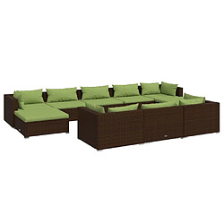 Maison Chic Salon de jardin 10 pcs + coussins - Mobilier/Meubles de jardin - Table et chaises d'extérieur Marron Résine tressée -MN48517