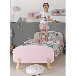 Acheter Vipack KIDDY Lit simple en bois laqué et brut et sommier 90x200cm vieux Rose