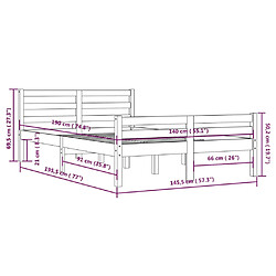 vidaXL Cadre de lit sans matelas bois massif 140x190 cm pas cher