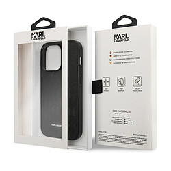 Karl Lagerfeld Coque pour iPhone 14 Pro Finition Cuir Saffiano Bords Rehaussés Noir pas cher