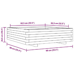 vidaXL Jardinière blanc 90x90x26,5 cm bois de pin massif pas cher