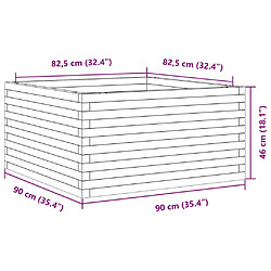 vidaXL Jardinière 90x90x46 cm bois de pin massif pas cher