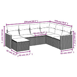 vidaXL Salon de jardin avec coussins 7 pcs gris résine tressée pas cher