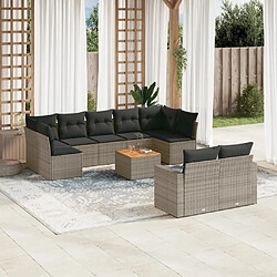 Maison Chic Salon de jardin avec coussins 10 pcs, Ensemble Tables et chaises de jardin, gris résine tressée -GKD795113