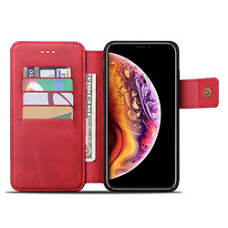 Acheter Wewoo Coque Étui en cuir à rabat horizontal, à absorption magnétique, à texture d'absorption pour iPhone X / XS, avec support et emplacements pour cartes porte-monnaie (rouge)