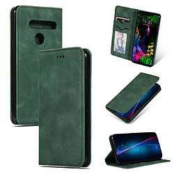 Wewoo Housse Coque Étui en cuir avec rabat horizontal magnétique Business Skin Feel rétro pour LG G8 / LG G8 ThinQ vert armée