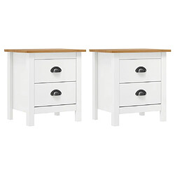 Maison Chic Lot de 2 Tables de chevet - Tables de Nuit Blanc 46x35x49,5 cm Bois pin solide