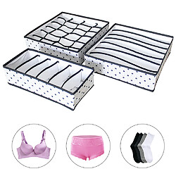 3pcs / Set Sous-vêtements Pliable Tiroir Soutien-gorge Chaussettes Garde-robe Organisateur Stockage Noir pas cher