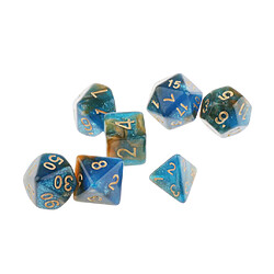 7 Pièces Dés Polyédriques D4 D6 D8 D10 D12 D20 Pour Mdn Jeux RPG Bleu Orange