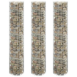 Maison Chic Jardinière,Lit surélevé - Bac à fleurs - pot de fleur à gabion circulaire 3pcs Acier galvanisé Ø30x150cm -GKD25587