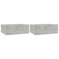 Maison Chic Lot de 2 Tables de chevet murales - Tables de Nuit flottantes Gris béton 40x30x15 cm