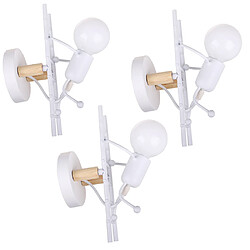 Stoex 3x Créative Applique Murale Petit Gens de Fer, Lampe de Mur Style Simple Industrielle Lumière Interieur Enfant Bar Chambre Cuisine Restaurant Blanc