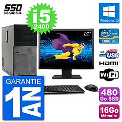 PC Dell 3010 MT Ecran 22" i5-2400 RAM 16Go SSD 480Go HDMI Windows 10 Wifi - Occasion