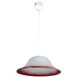 Corep Suspension en verre fumé blanc et rouge Abat jour cloche Lustre Luminaire Art deco