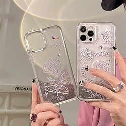 GUPBOO Étui pour iPhone13 Coque souple transparente Premium French Quicksand Rose pour téléphone